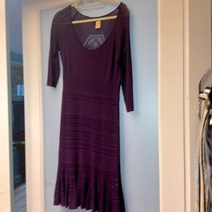 Catherine Malandrino Purple Knit Pointelle Dress size M